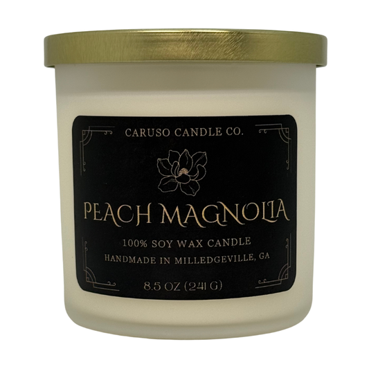 Peach Magnolia Candle | Lush Floral & Juicy Peach | 8.5 oz